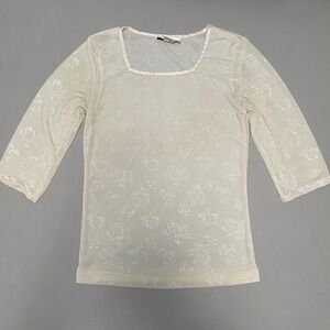 Vintage Y2K Women's Sheer Floral Square Neck Top M Going Out Indie Retro Capsule